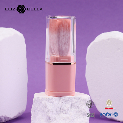 Retractable Brush Makeup Powder Brush Pink Plastic Handle 100% Synthetic Hair Plastic Handle OEM